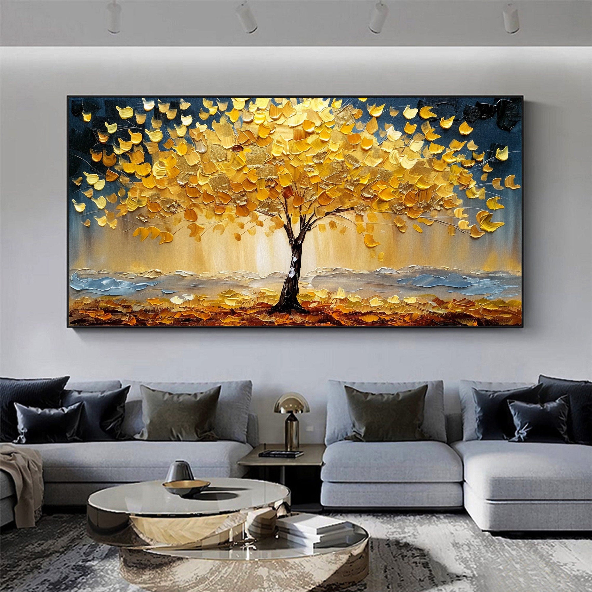 Autumn Colorful Tree Artwork Textured Oil Painting for Elegant Interiors #CAP 033 - Image 4