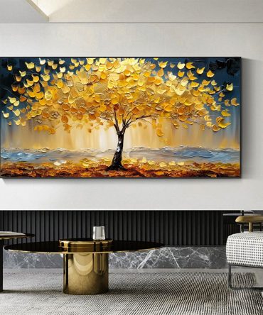 Autumn Colorful Tree Artwork Textured Oil Painting for Elegant Interiors #CAP 033