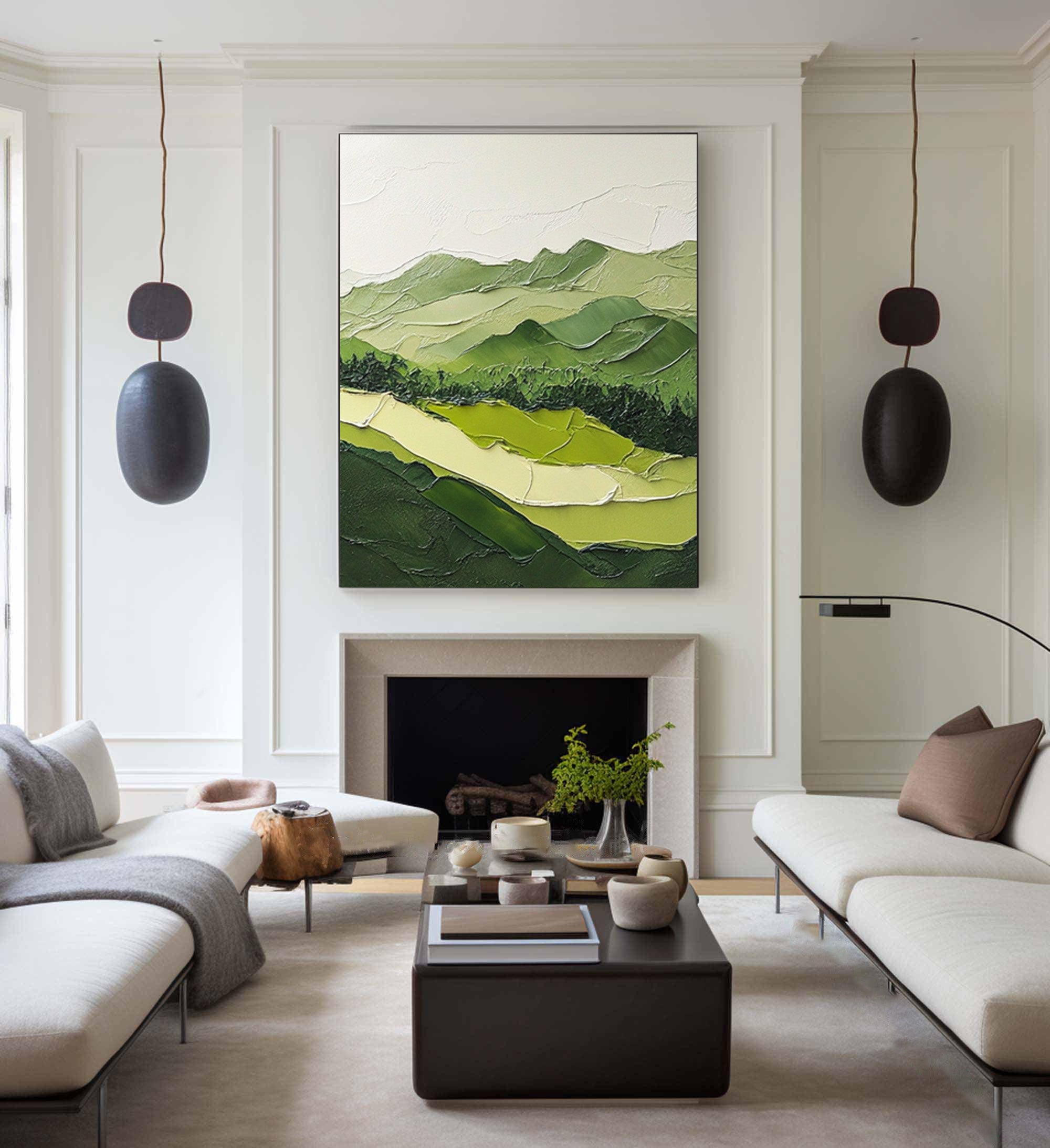 Nature Meets Modern Design Green Mountain Oil Painting for Stylish Interiors #BGM 054 - Image 6
