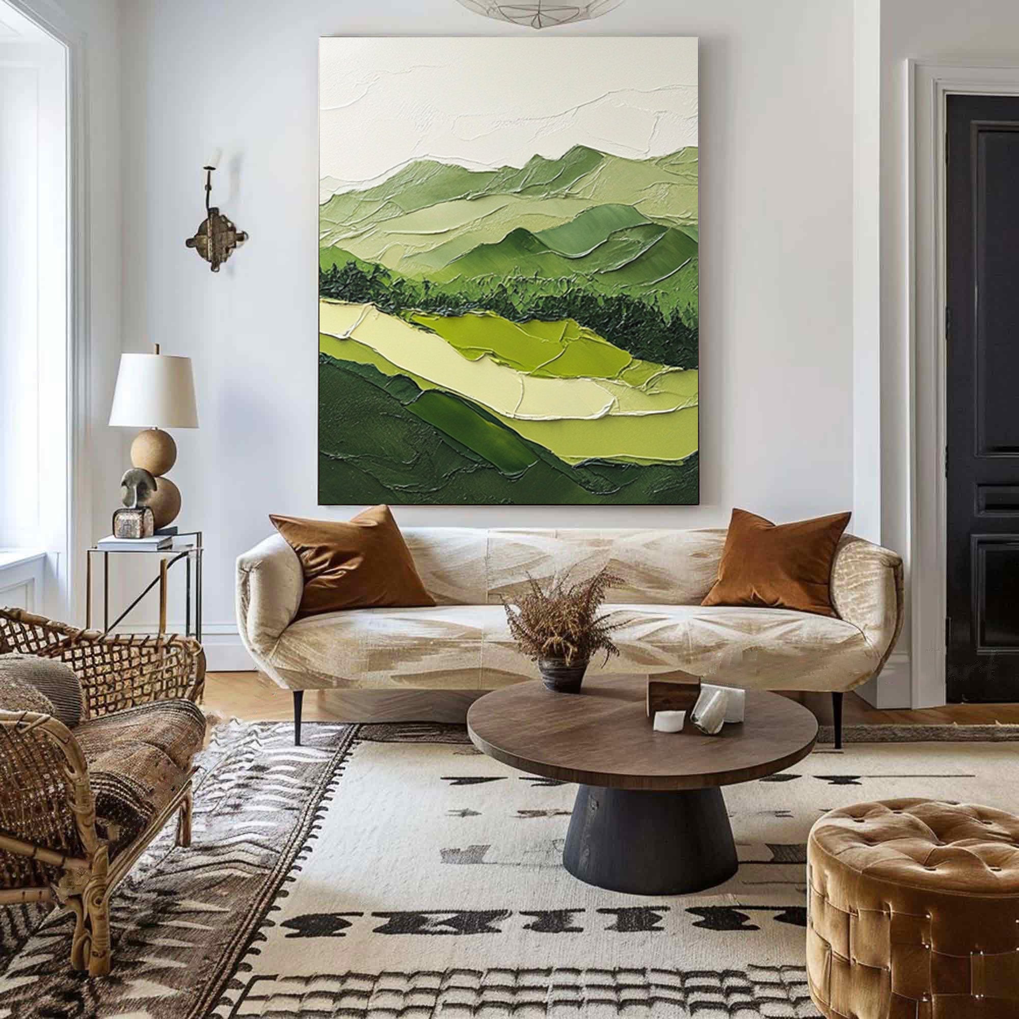 Nature Meets Modern Design Green Mountain Oil Painting for Stylish Interiors #BGM 054 - Image 9