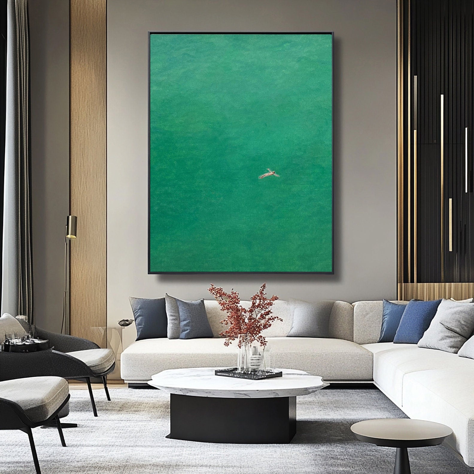 Subaqueous Grace: Contemporary Art of a Diver in Green Waters #BGA 372 - Image 2