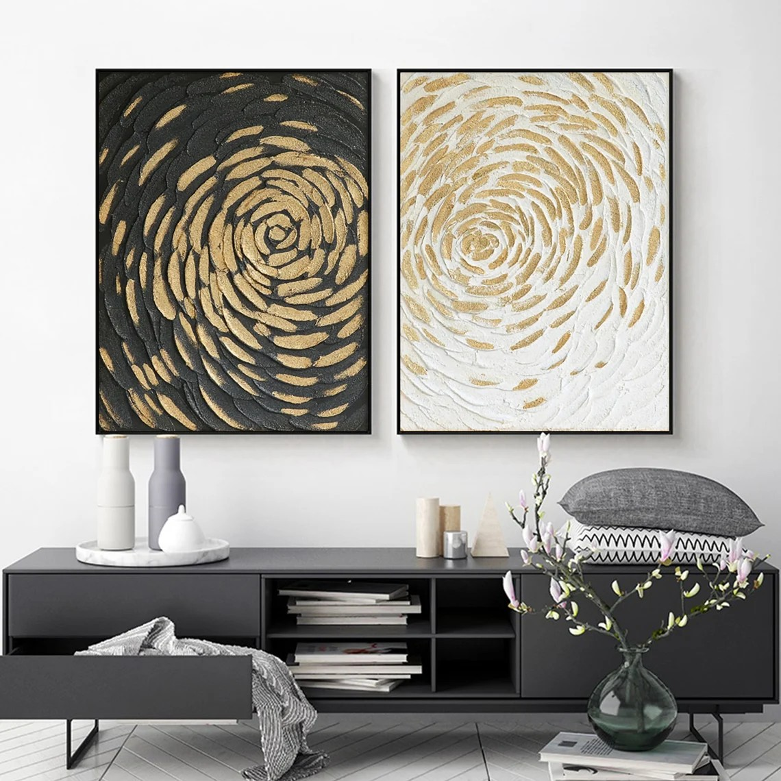Abstract Spiral Gold and Black Wall Art #BGA 037 - Image 6