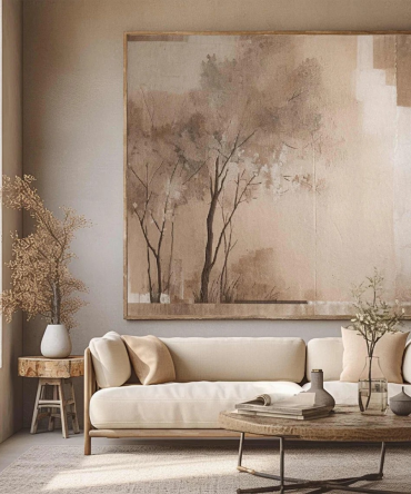 Elegant Light Brown Tree Abstract Art #WSA 004