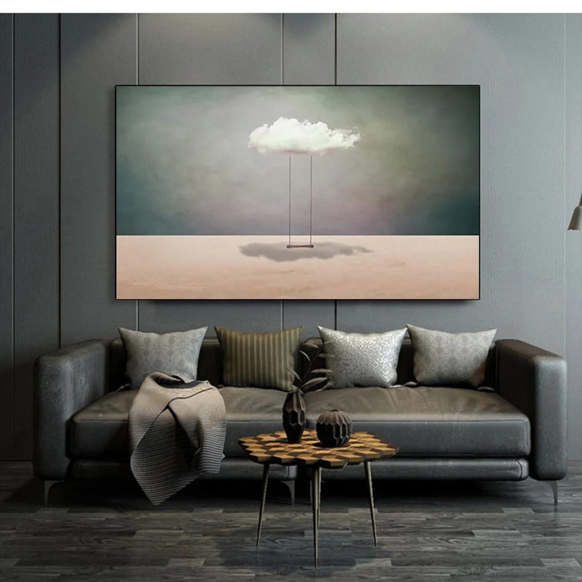 Turquoise Surreal Cloudscape Wall Art, Dreamlike Canvas #BGA 160 - Image 7