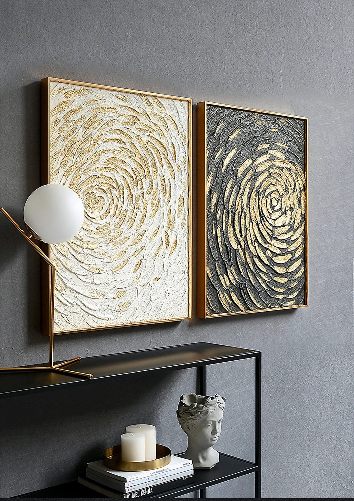 Abstract Spiral Gold and Black Wall Art #BGA 037 - Image 7