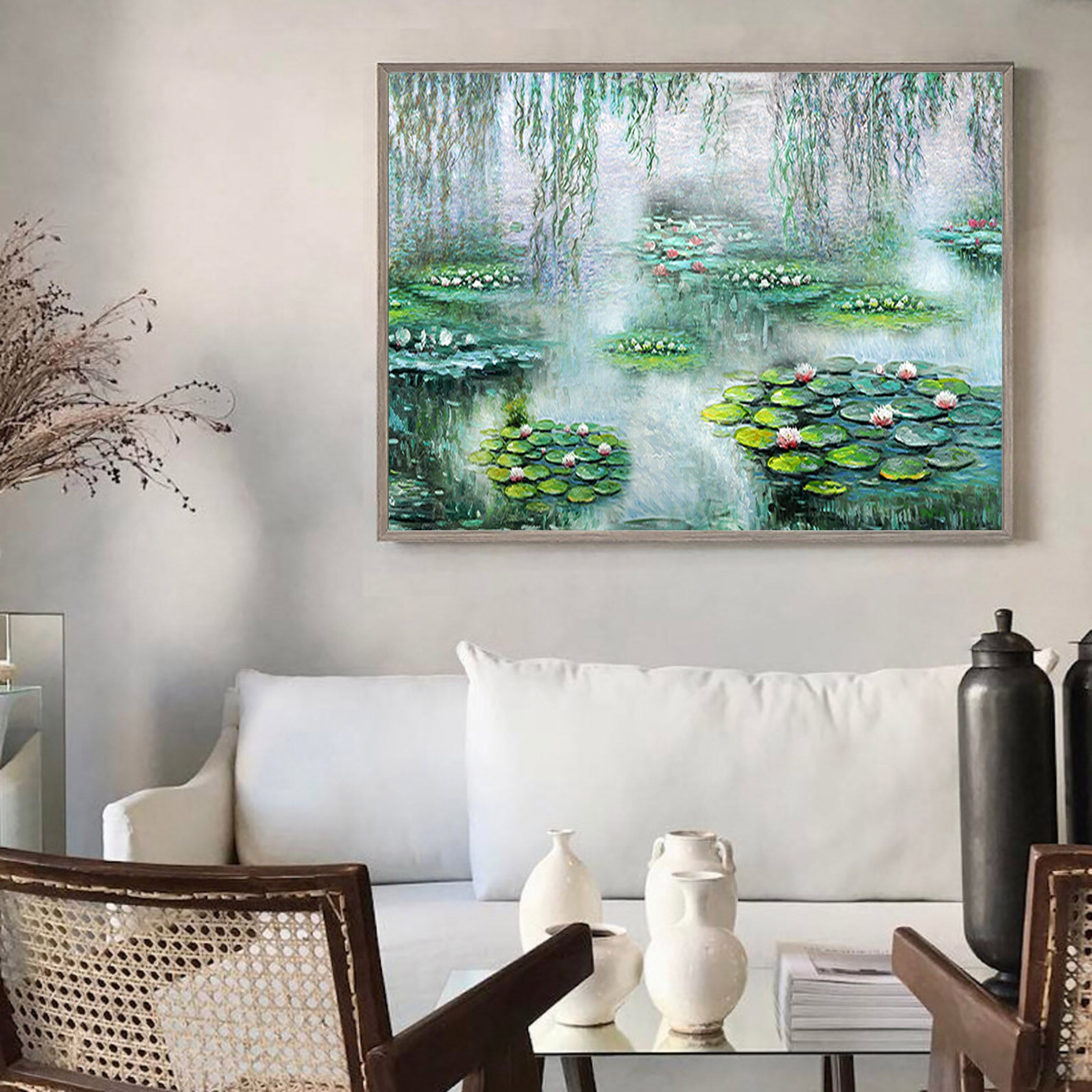 Tranquil Pond with Water Lilies, Impressionistic Wall Art #BGA 061 - Image 6