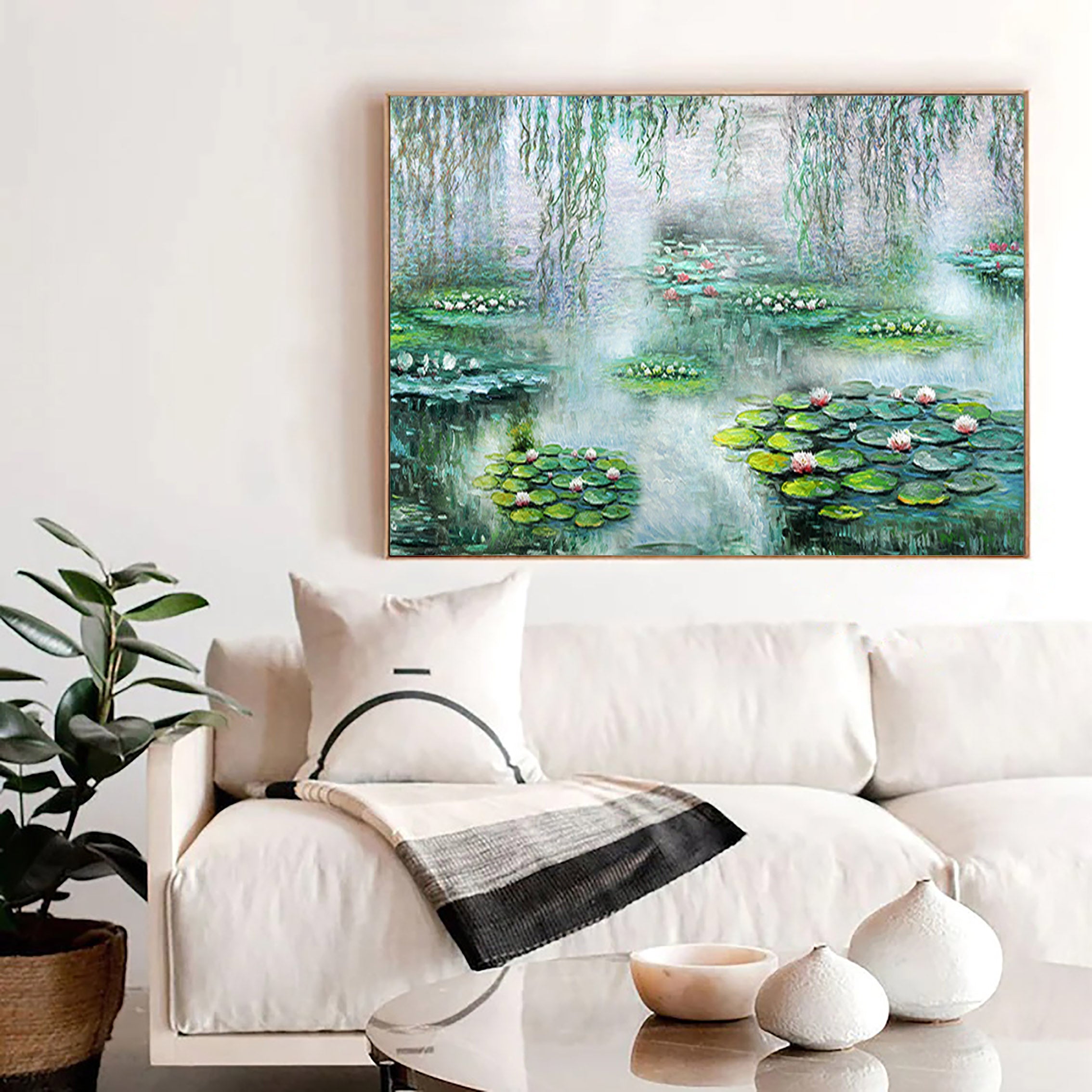 Tranquil Pond with Water Lilies, Impressionistic Wall Art #BGA 061 - Image 7