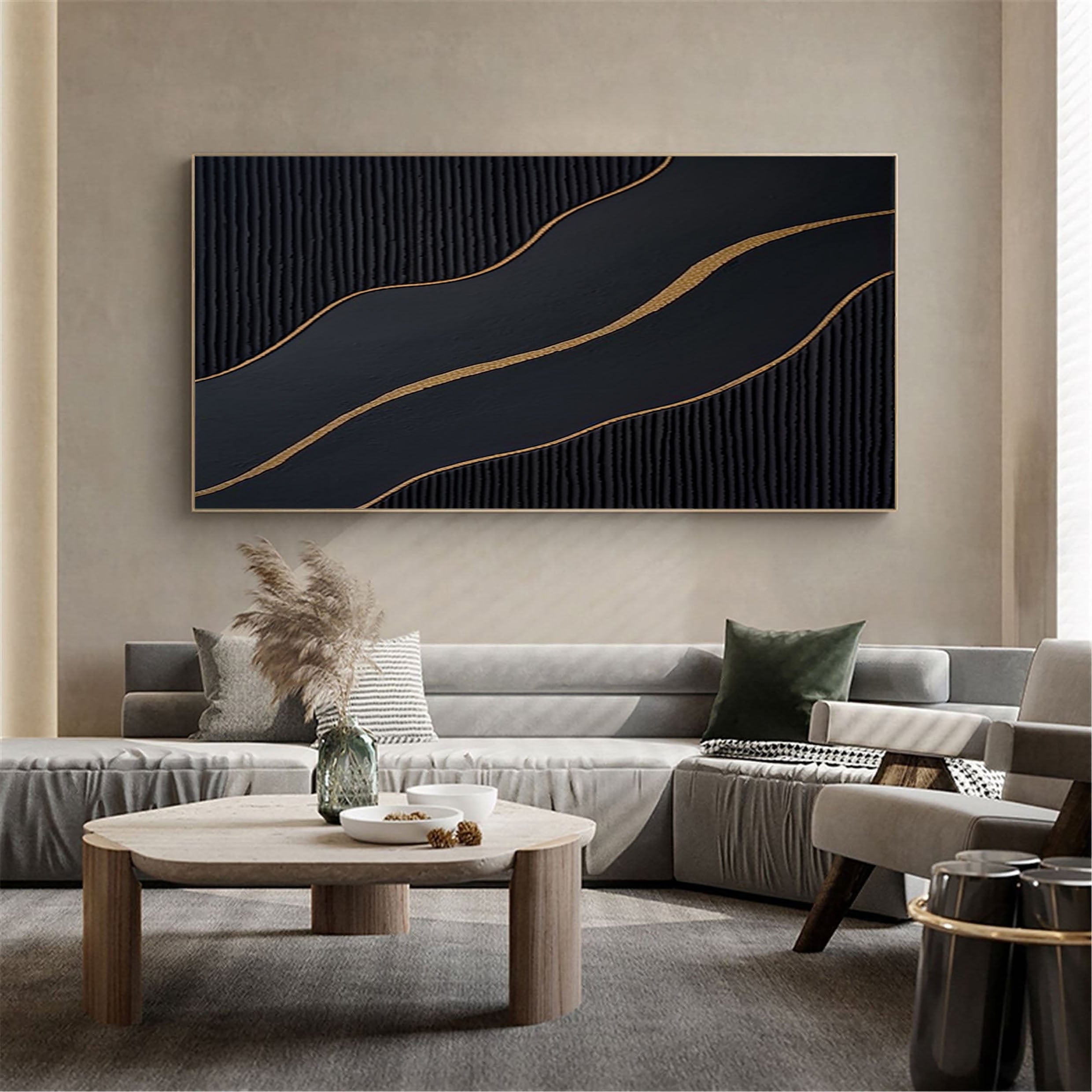 Luxury Black and Gold Abstract Painting on Canvas #BM 089 - Image 10