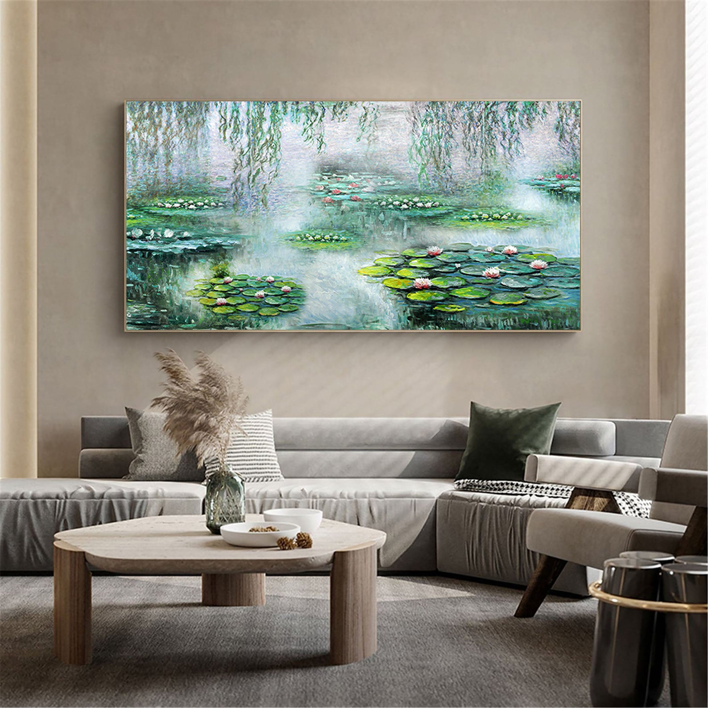 Tranquil Pond with Water Lilies, Impressionistic Wall Art #BGA 061 - Image 8