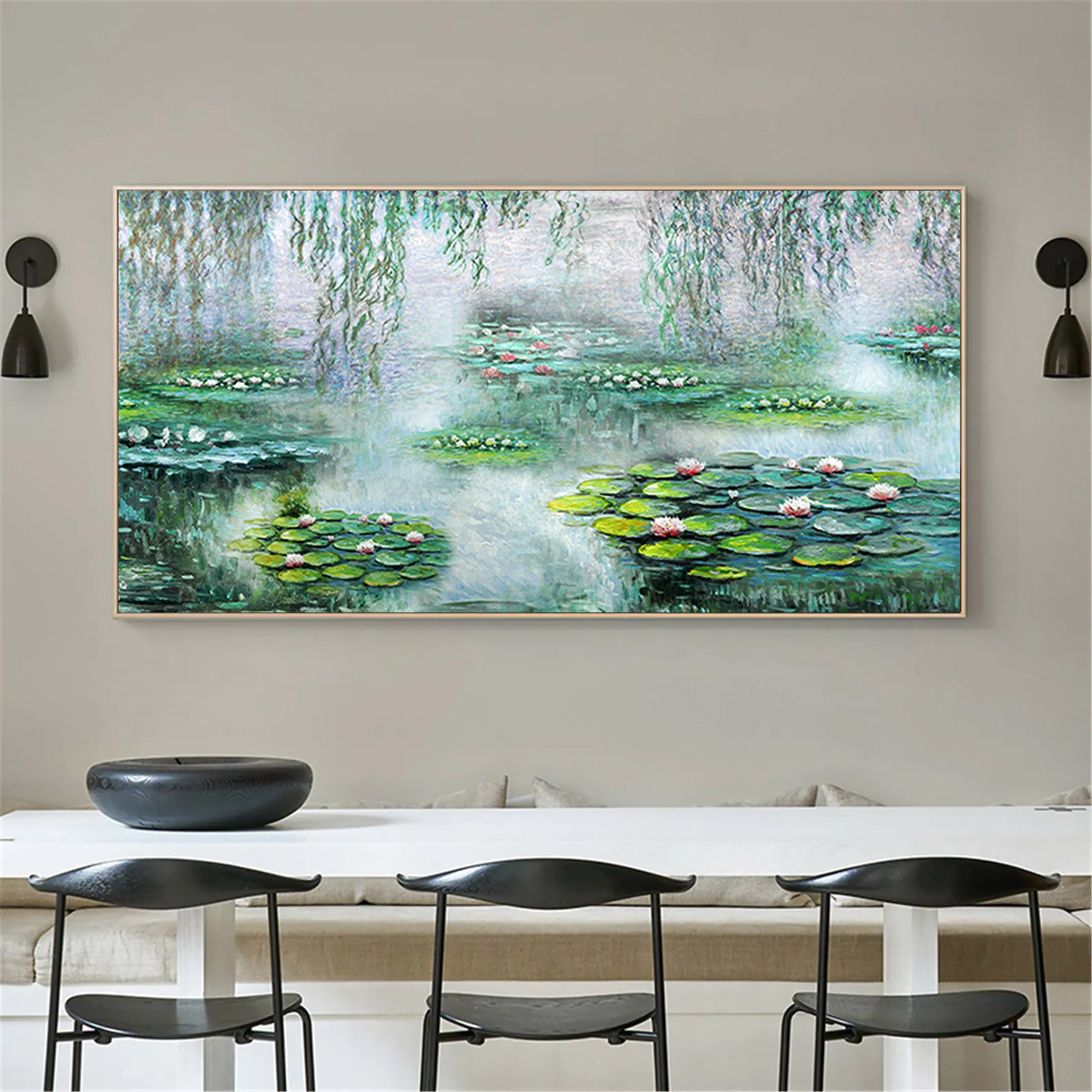 Tranquil Pond with Water Lilies, Impressionistic Wall Art #BGA 061 - Image 2