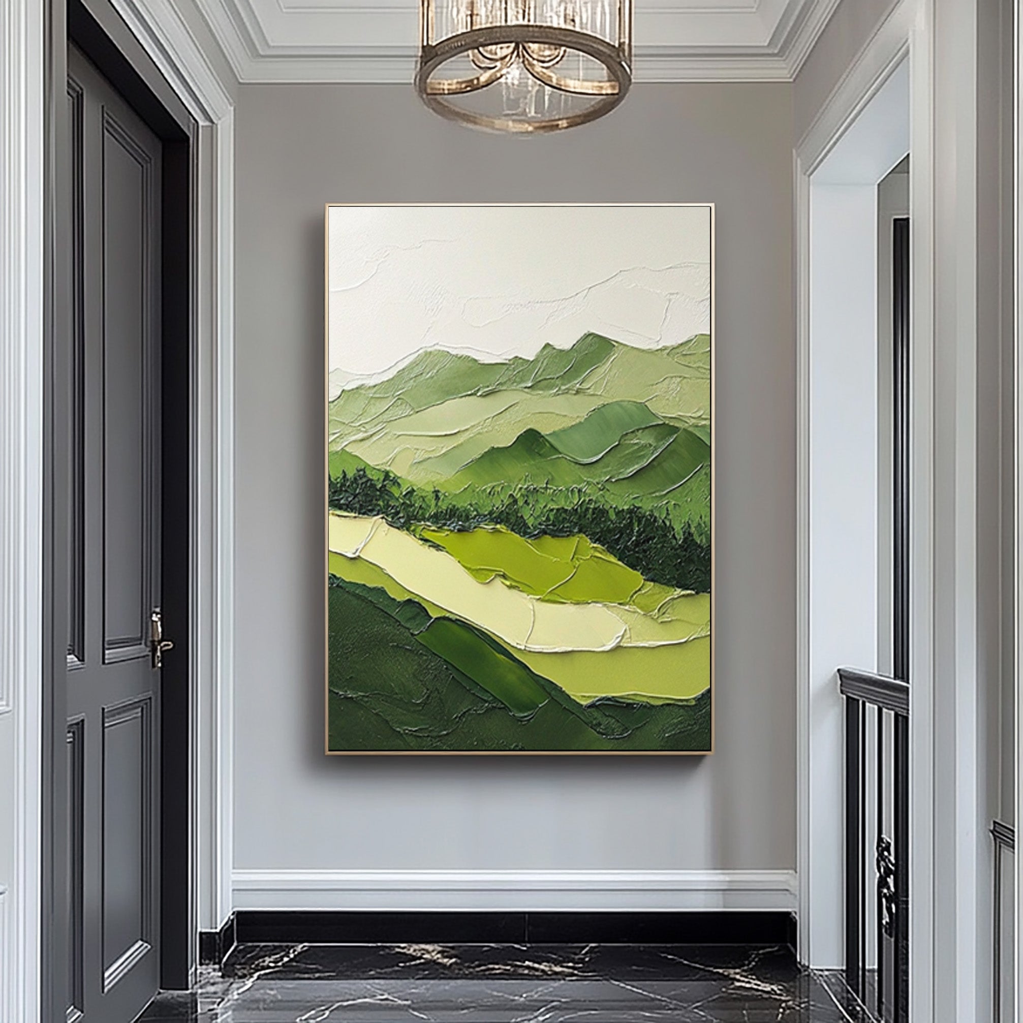 Nature Meets Modern Design Green Mountain Oil Painting for Stylish Interiors #BGM 054 - Image 10
