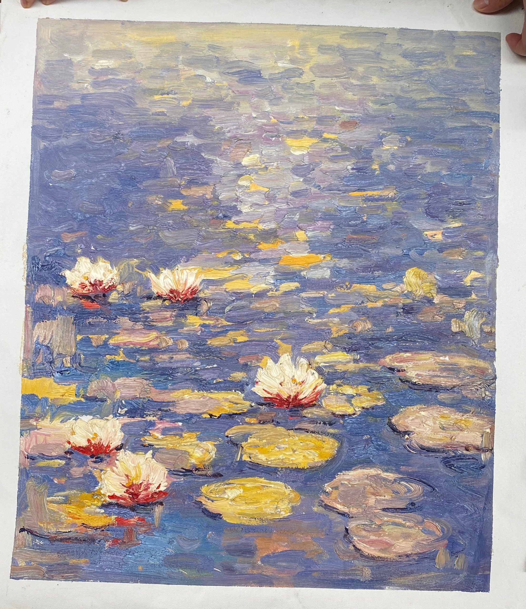 Water Lilies in Blue and Purple, Impressionistic Wall Art #BGA 067 - Image 6