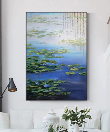 Water Lilies in Bloom Inspired by Monet, Impressionism Canvas #BGA 060
