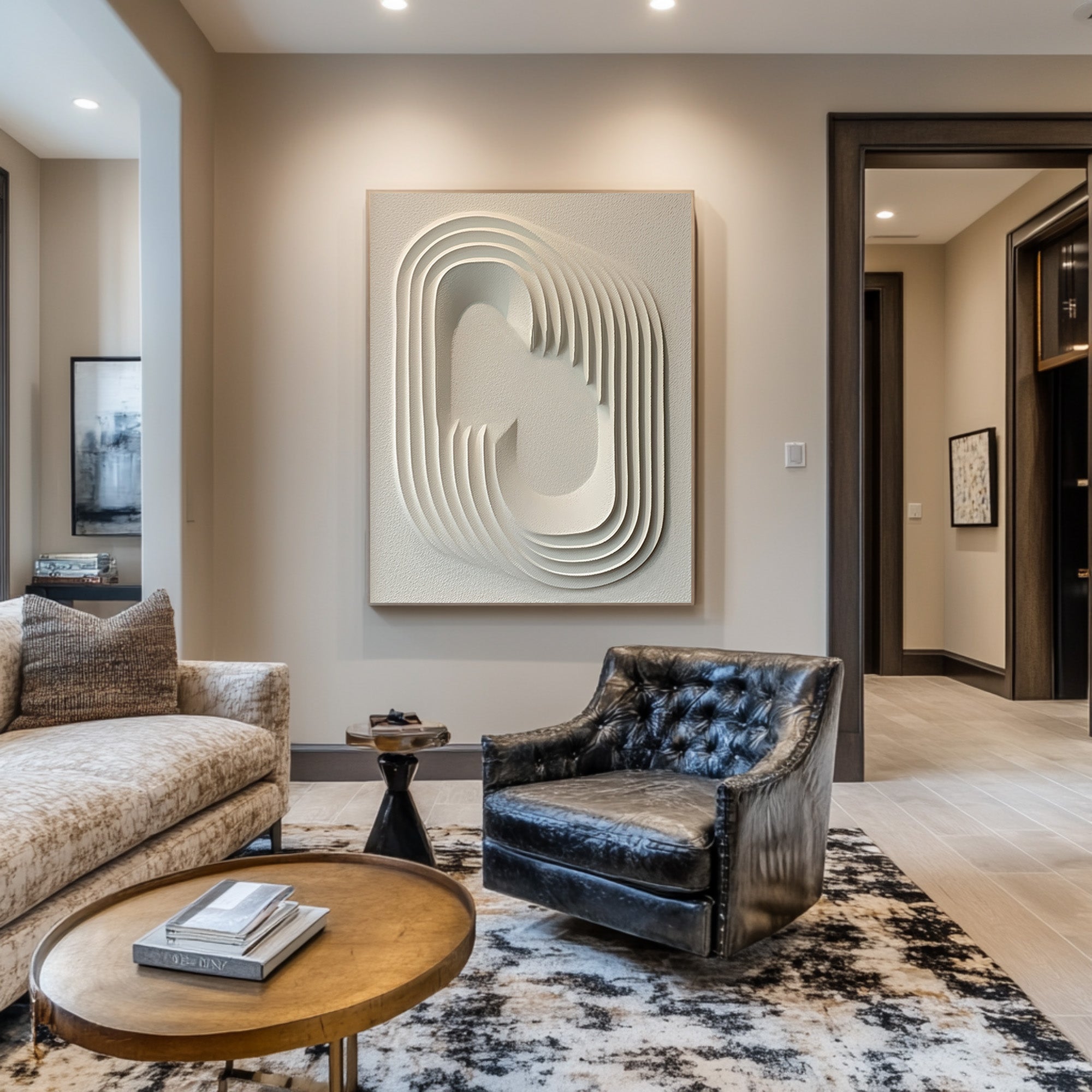 Oversized White Textured Abstract Art for Entryway #WG 086 - Image 9