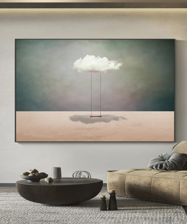 Turquoise Surreal Cloudscape Wall Art, Dreamlike Canvas #BGA 160