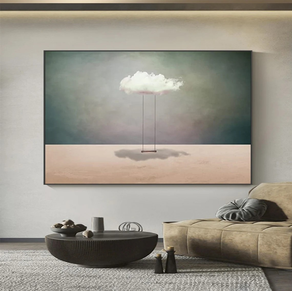 Turquoise Surreal Cloudscape Wall Art, Dreamlike Canvas #BGA 160