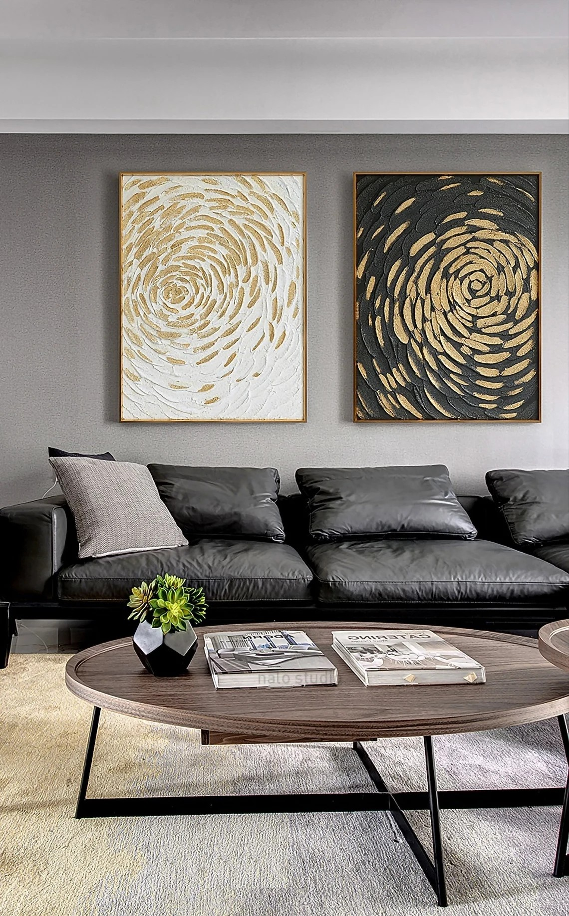 Abstract Spiral Gold and Black Wall Art #BGA 037 - Image 9