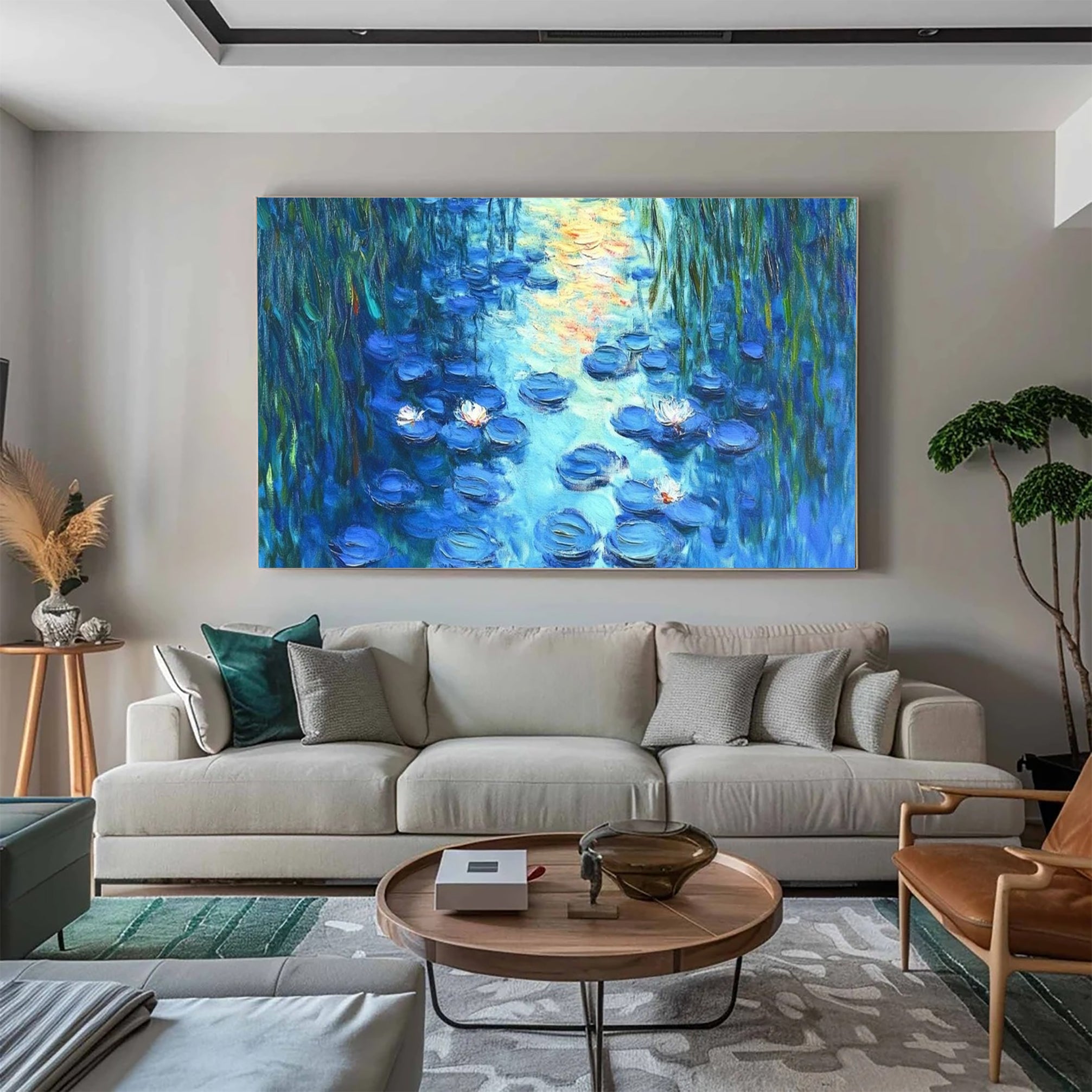 Water Lily Harmony in Blue and Green, Inspired by Monet #BGA 084 - Image 14