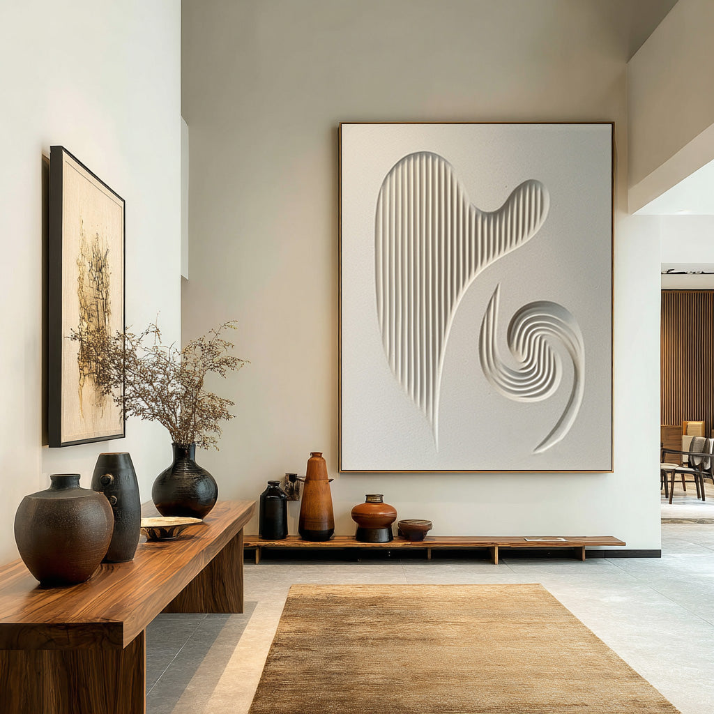 Abstract Dimensional Art - Textured White Panel #WG 080 - Image 4