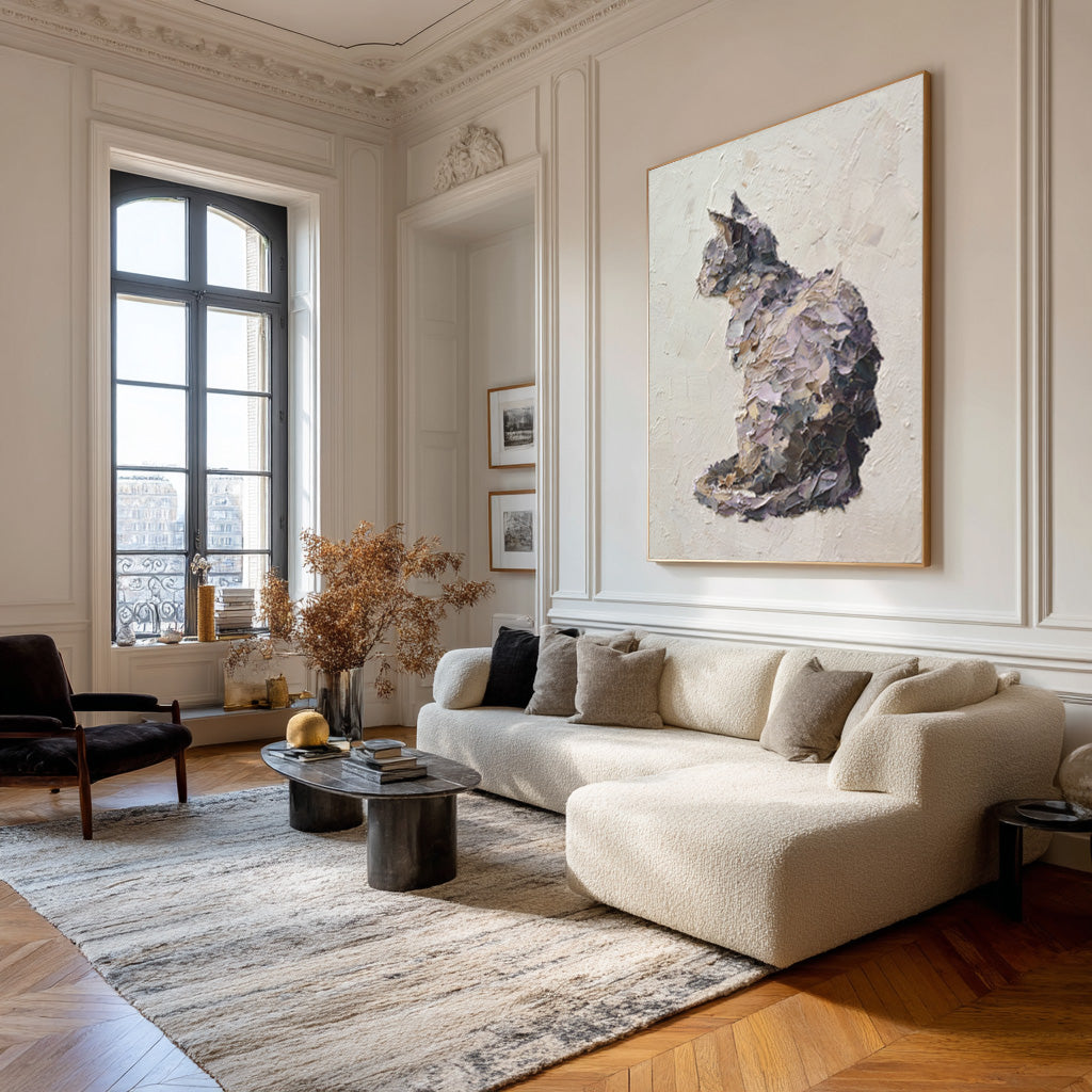 Textured Relief Art Sitting Cat Statement Piece #WG 051 - Image 5