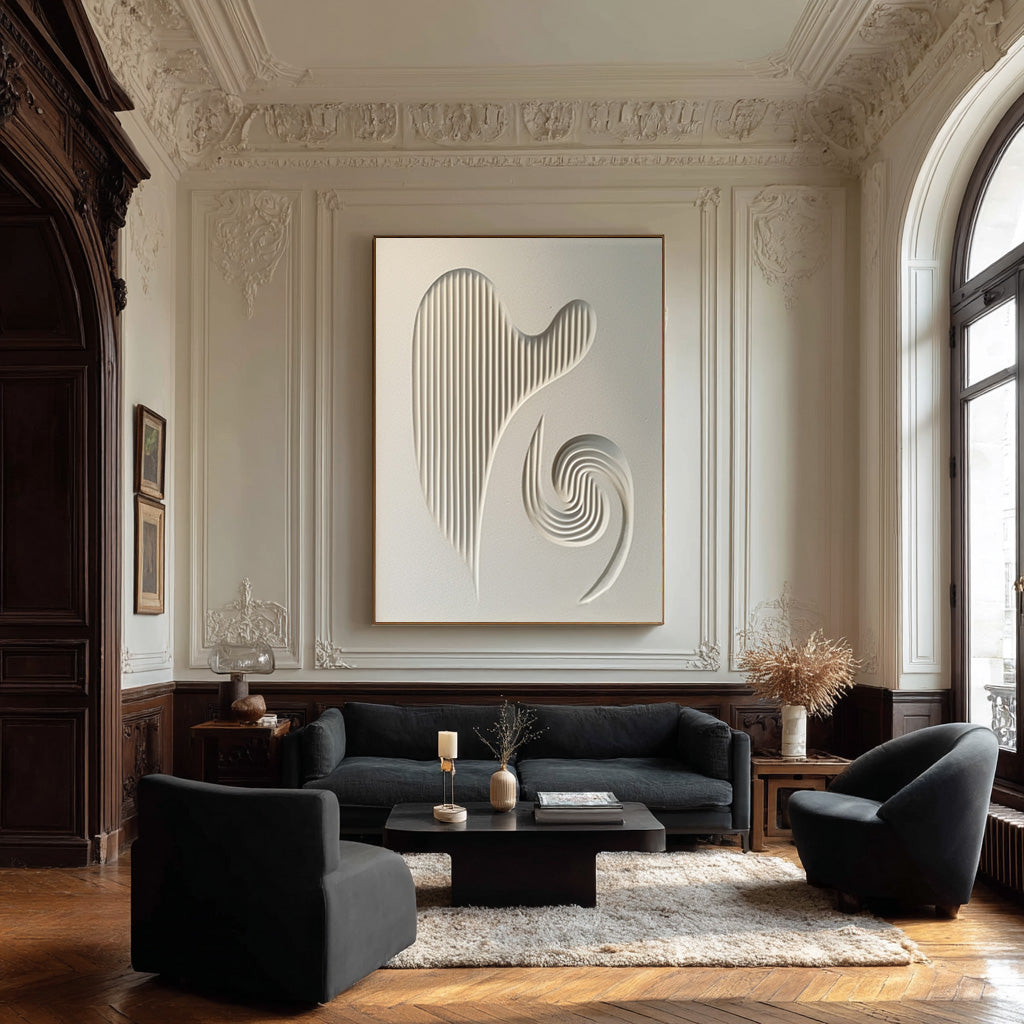 Abstract Dimensional Art - Textured White Panel #WG 080 - Image 9