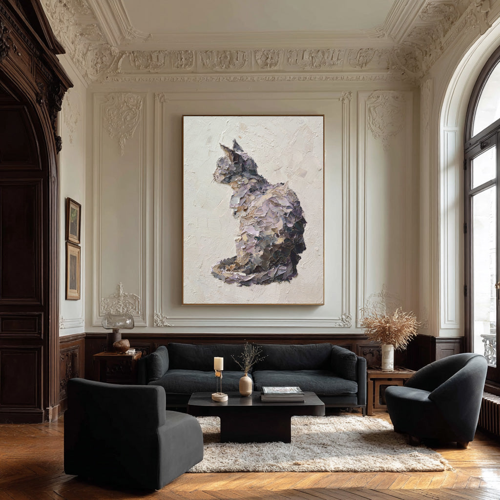 Textured Relief Art Sitting Cat Statement Piece #WG 051 - Image 8