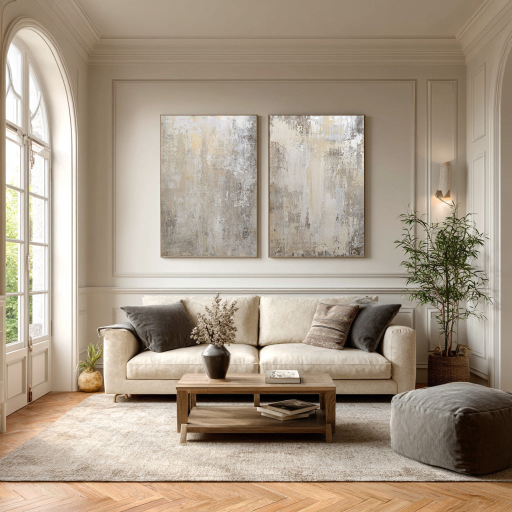 Neutral Abstract Wall Art Duo for Modern Living Room Set of 2 #WG 002 - Image 8