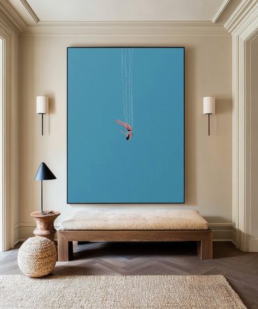 The Diver Motion Art Contemporary Blue Painting #WG 095