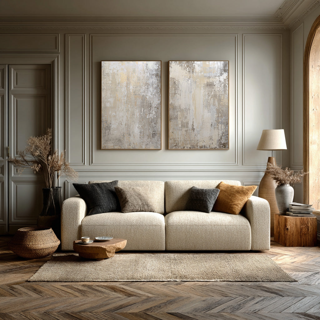 Neutral Abstract Wall Art Duo for Modern Living Room Set of 2 #WG 002 - Image 4