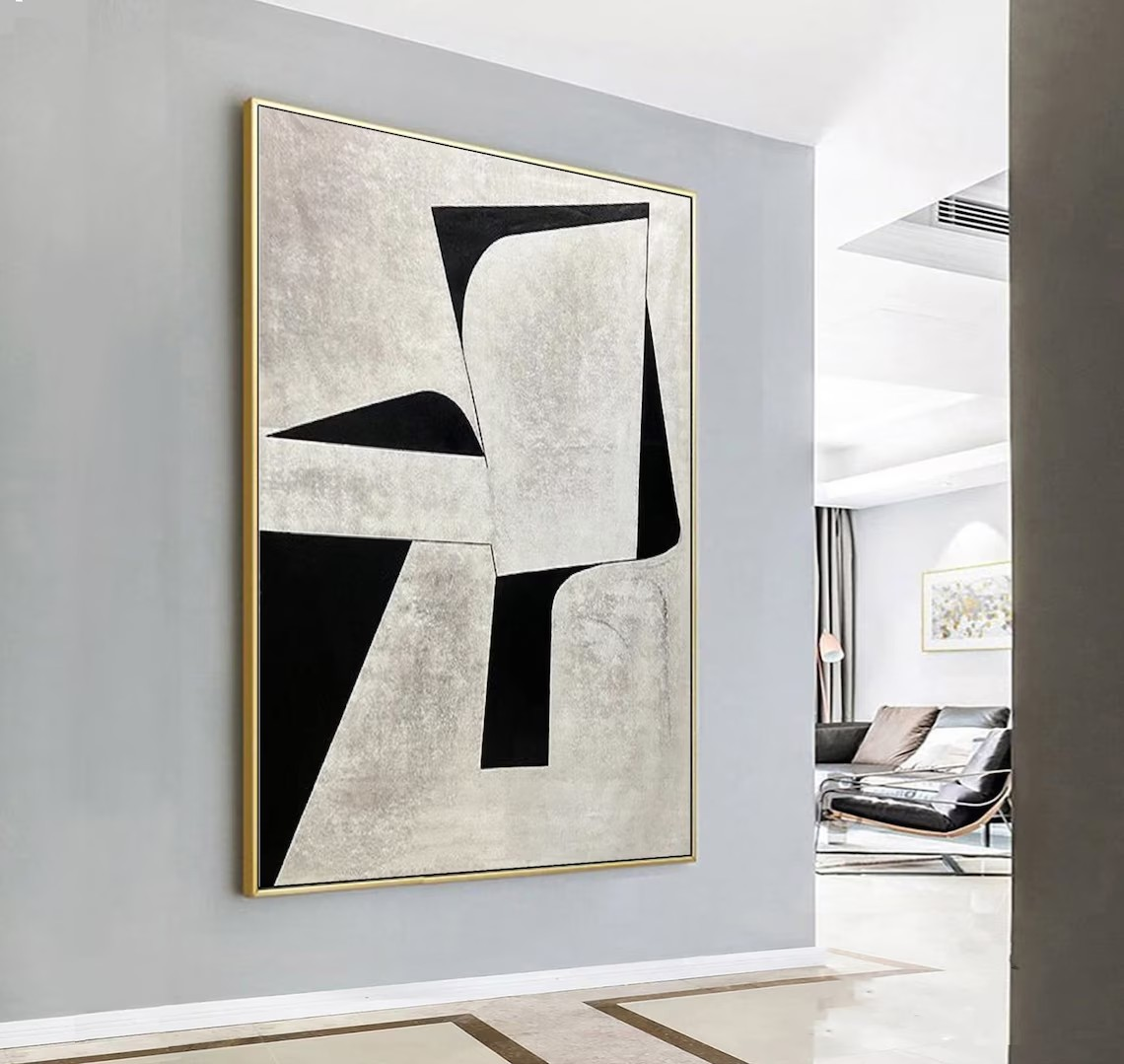 Geometric Modern Art in Black and White #BGA 058 - Image 8