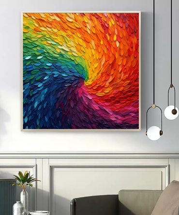 Vibrant Rainbow Spiral Abstract Painting #WSA 016