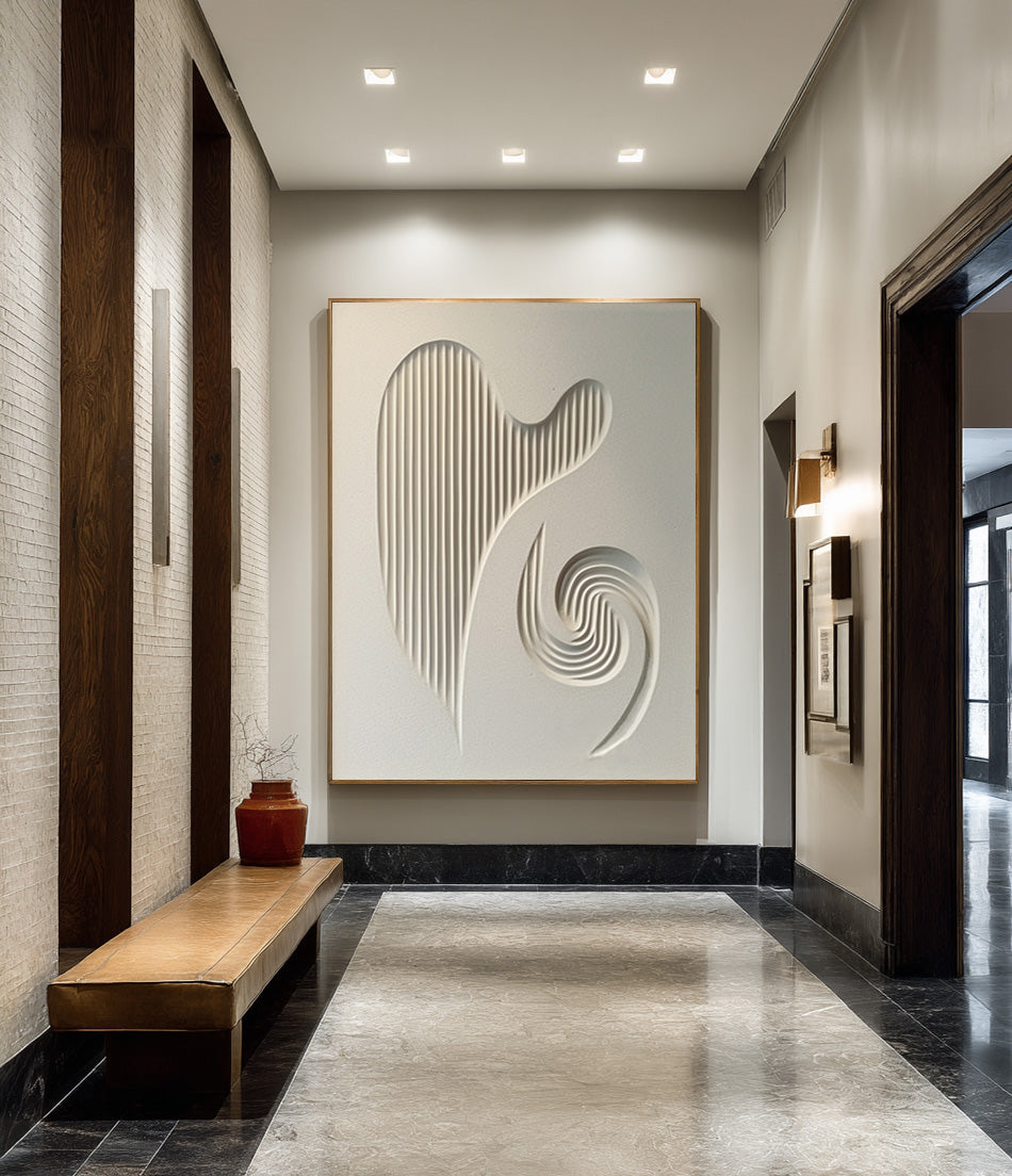 Abstract Dimensional Art - Textured White Panel #WG 080